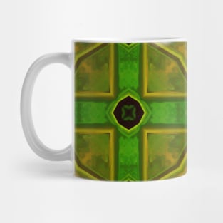 Mosaic Kaleidoscope Flower Yellow and Green Mug